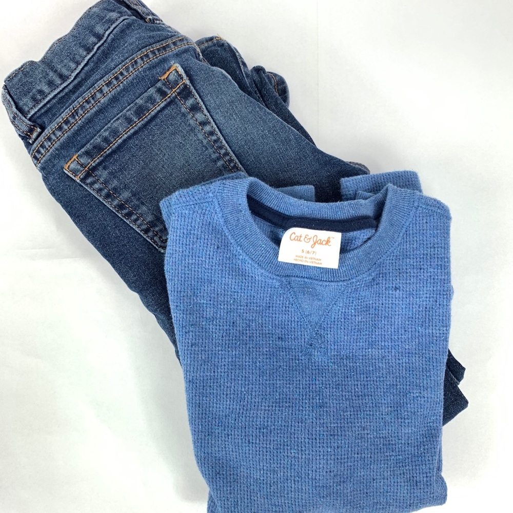 2 LOT 1 Old Navy Jeans & 1 LS Cat & Jack Shirt(b6)